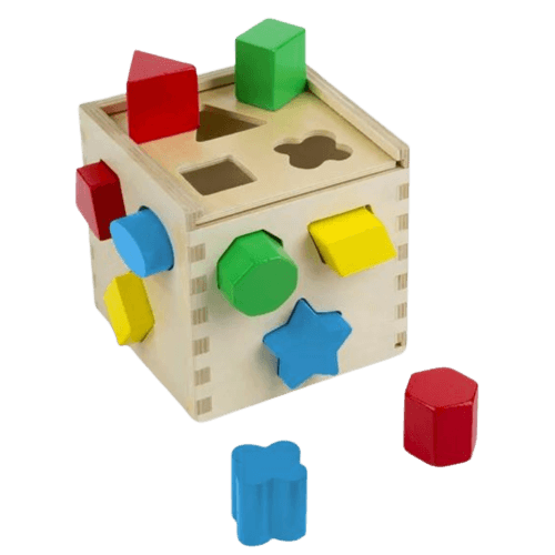 Melissa & Doug Shape Sorting Cube - Classic Wooden Toy With 12 Shapes