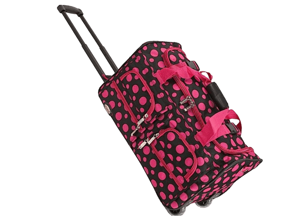 Rockland Rolling Duffel Bag, Black/Pink Dot, 22-Inch