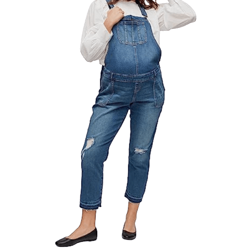 Womens Indigo Blue Side Panel Skinny Ankle Length Denim Overalls