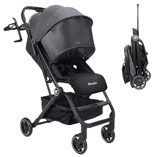 Baby Stroller, One Hand Easy Fold Compact Travel Pushchair with Cup Holder