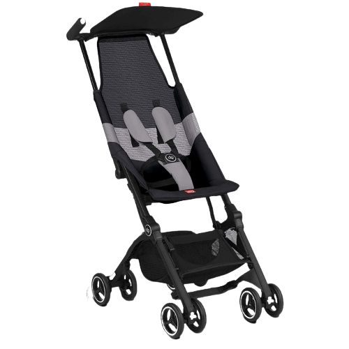 Ultra Compact Lightweight Travel Stroller with Breathable Fabric in Velvet Black