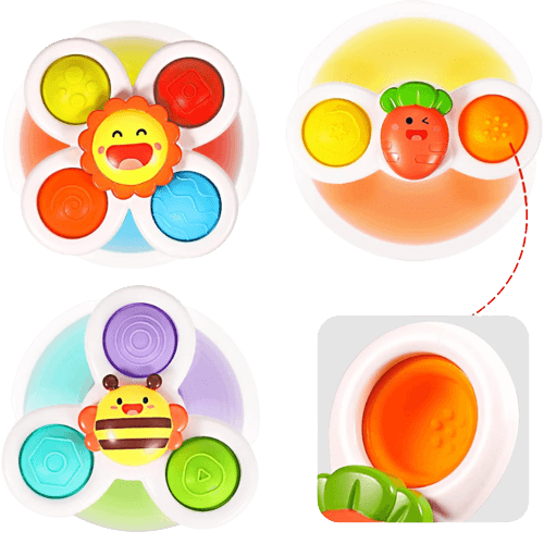 3PCS ALASOU Pop up Suction Cup Spinner Toys for 1 2 Year Old Boy