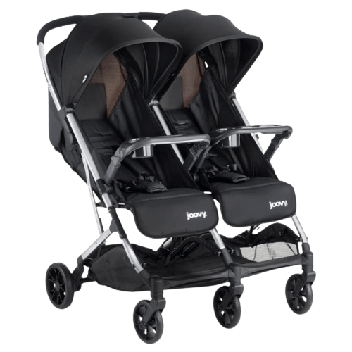 Joovy Kooper X2 Double Stroller, Lightweight Travel Stroller, Compact Fold with Tray, Black