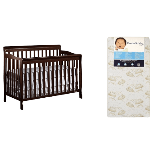 Dream On Me Ashton 5 in 1 Convertible Crib with Dream On Me Spring Crib