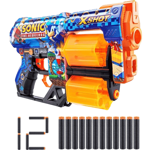 X-Shot Skins Dread Foam Dart Blaster (12 Dart) by ZURU x Sonic