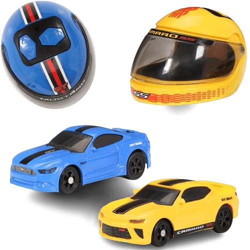 New Bright Mini RC Mustang GT & Camaro Helmet Racers RC Cars, 2 Pack Set