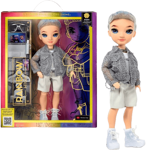 Rainbow High Aidan - Purple Boy Fashion Doll. Fashionable Outfit: