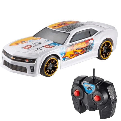 Hot Wheels Remote Control Car, White ZL1 Camaro RC Vehicle with Full-Function Remote Control,