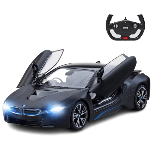 RASTAR BMW i8 Model Car, 1 14 BMW i8 Remote Control Car, Open Doors by RC Working Lights - Mattblack